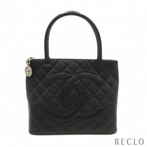 Chanel tote bag black grained calfskin silver
